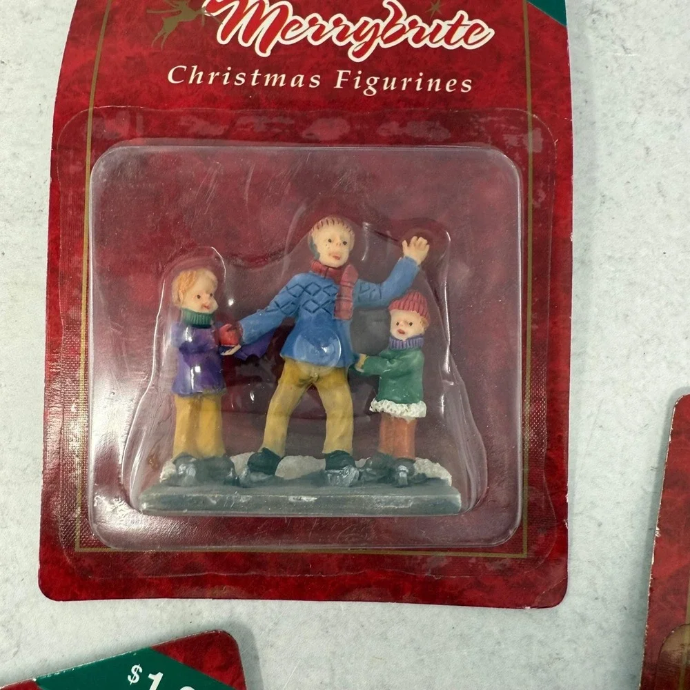 Vtg MerryBrite‎ Merry Brite Christmas Village Figurines Lot of 5 New in Package